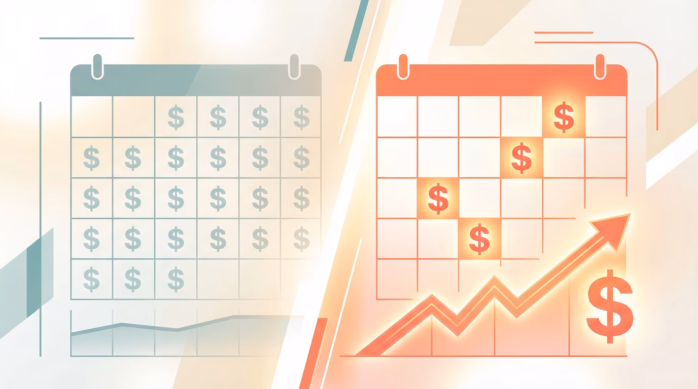 Modern luxury vacation rental property at golden hour with warm interior lighting, representing premium Airbnb pricing strategy